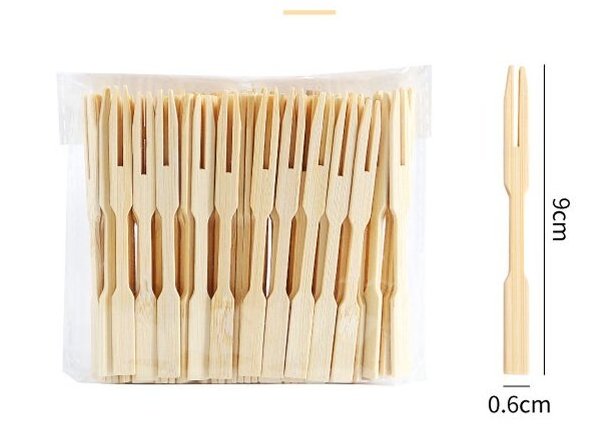 Manufacturers Direct Selling Natural Bamboo Wooden Dessert Cake Fork Watermelon Fruit Fork Chip