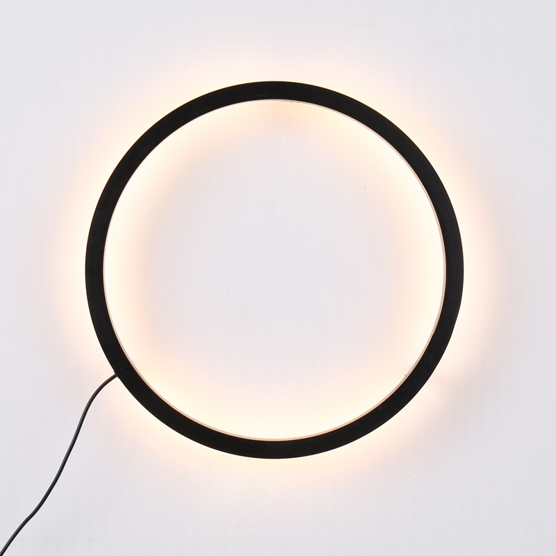 Round Wall Light Modern Creative Corridor Moon Mural Light Luxury Black Living Room Aluminum Shaped LED Bedside Wall Light