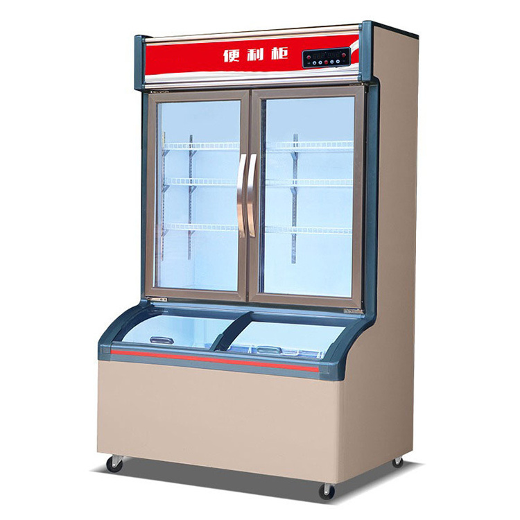 Glass Door Upright Display Refrigerators Cooler Stainless Steel Table Bench Freezer