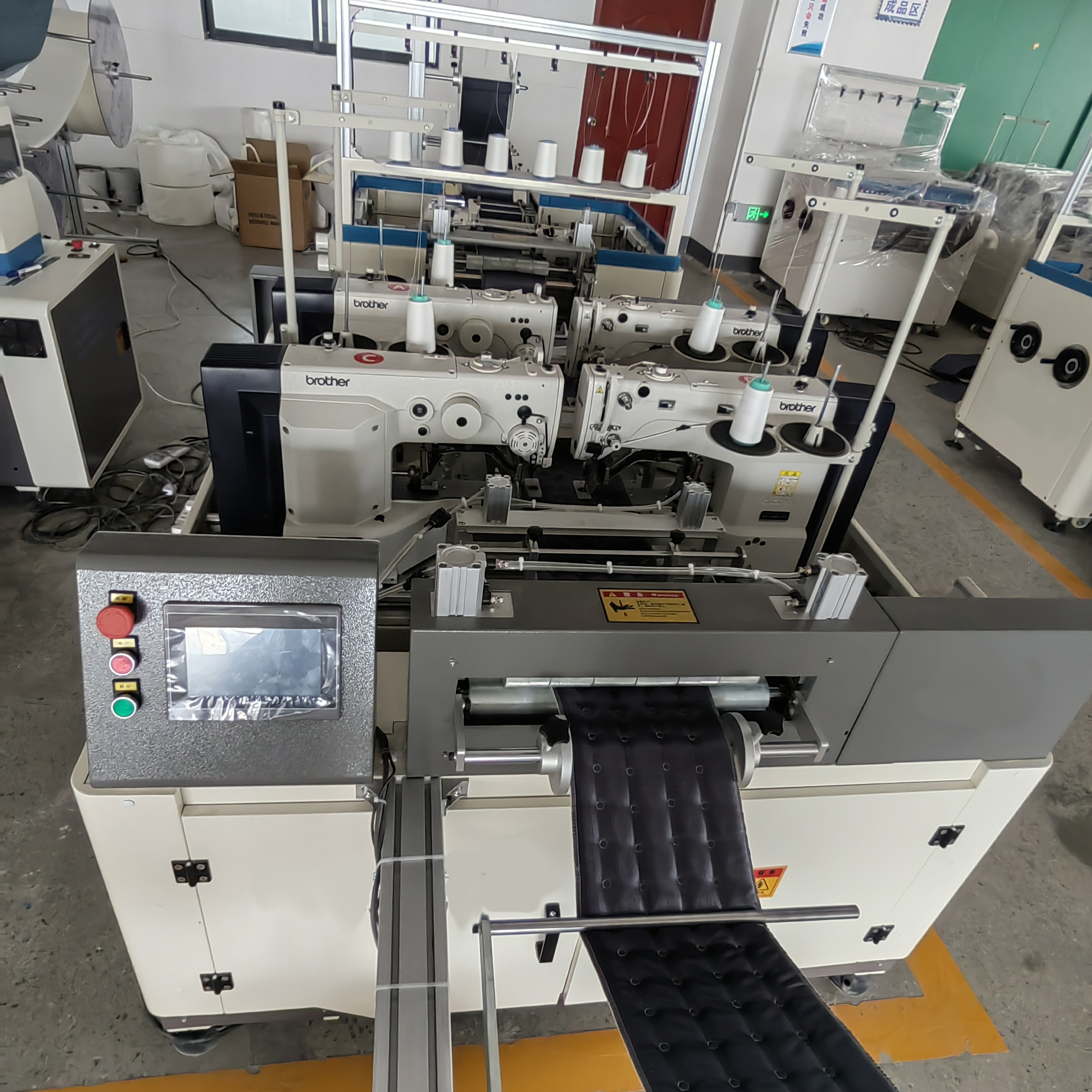 Automatic factory price four heads dotting mattress border sewing decorative webbing machine