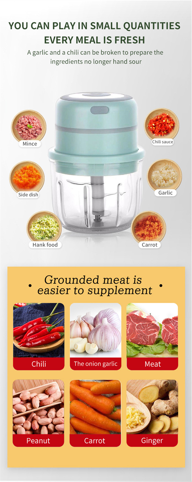 multi-function mincer electric mini food garlic vegetable chopper ginger crusher presses for nut fruit onion chopper