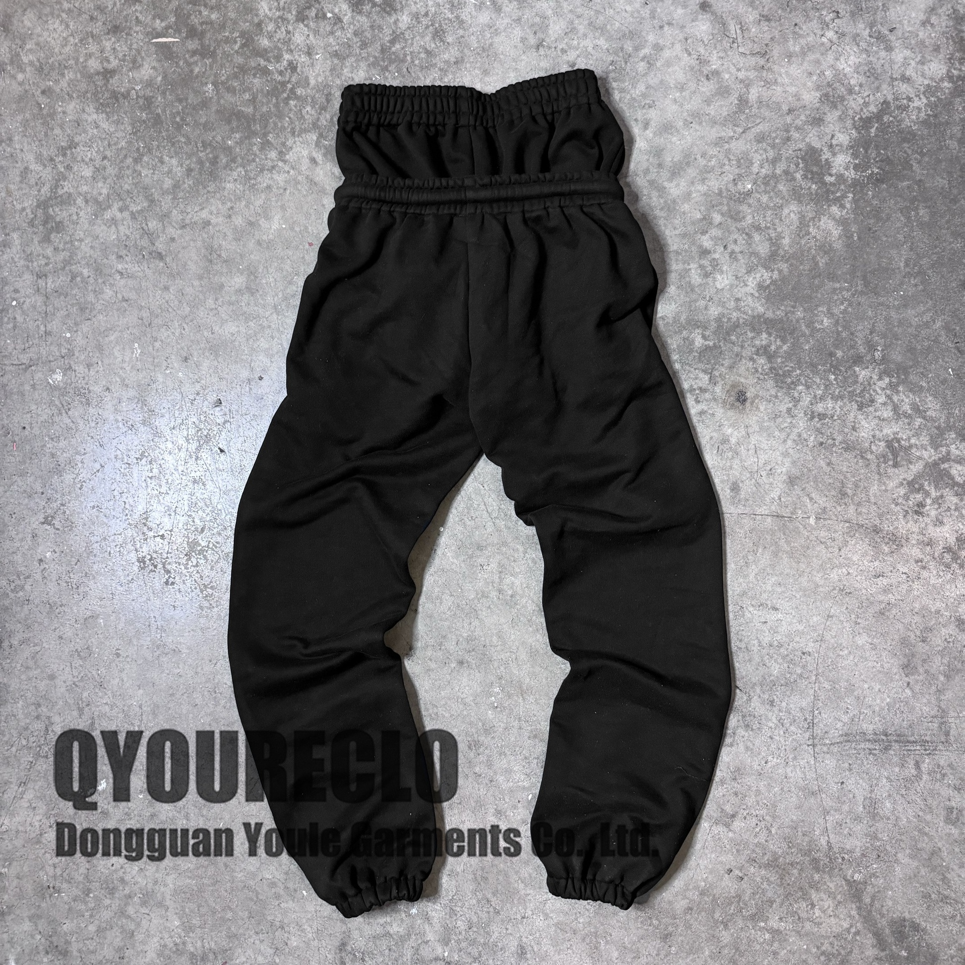 QYOURECLO Custom Pants Heavyweight Loose Cotton Thick Baggy Oversized Flared Double Waist Mens Wide Leg Sweatpants