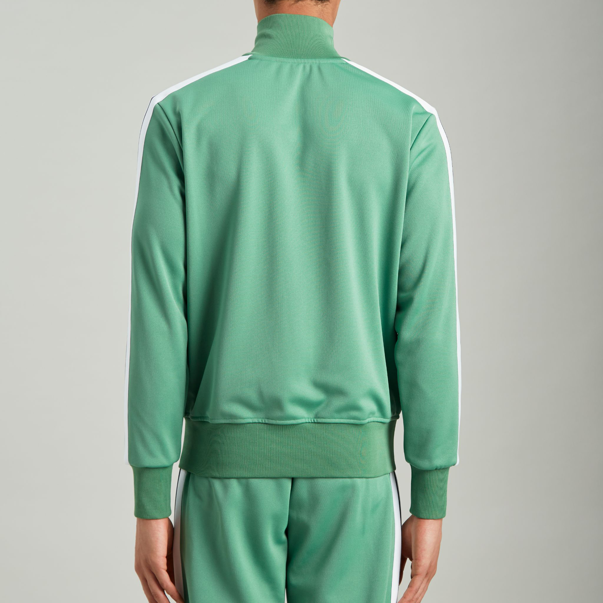 QYOURECLO Custom Logo Print White Side Stripes Two Pockets Elasticized Waistband Green Tracksuit