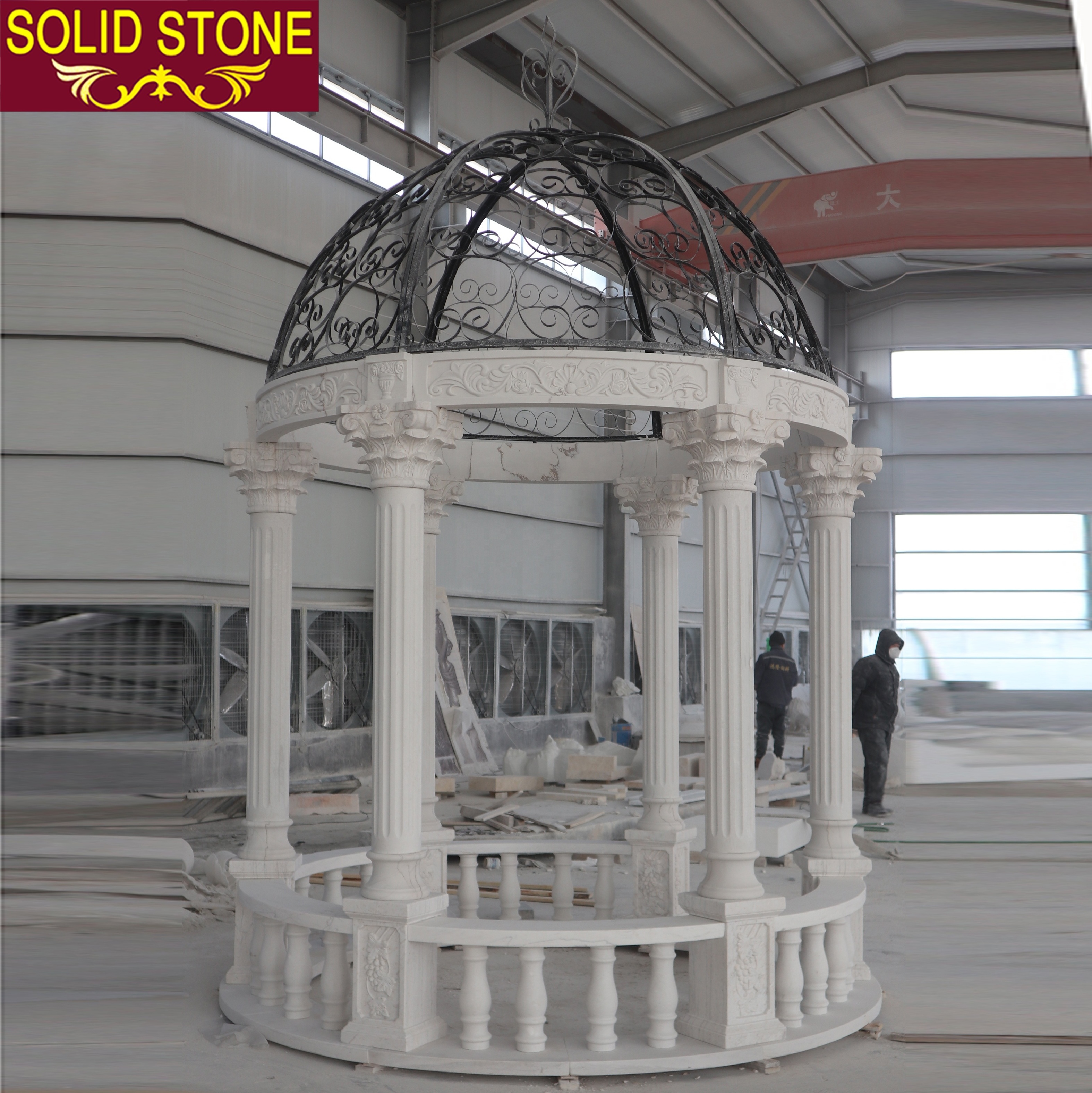 Ready for sell Garden Decorative Beautiful Outdoor Stone Marble Column Gazebo With Six Pillars