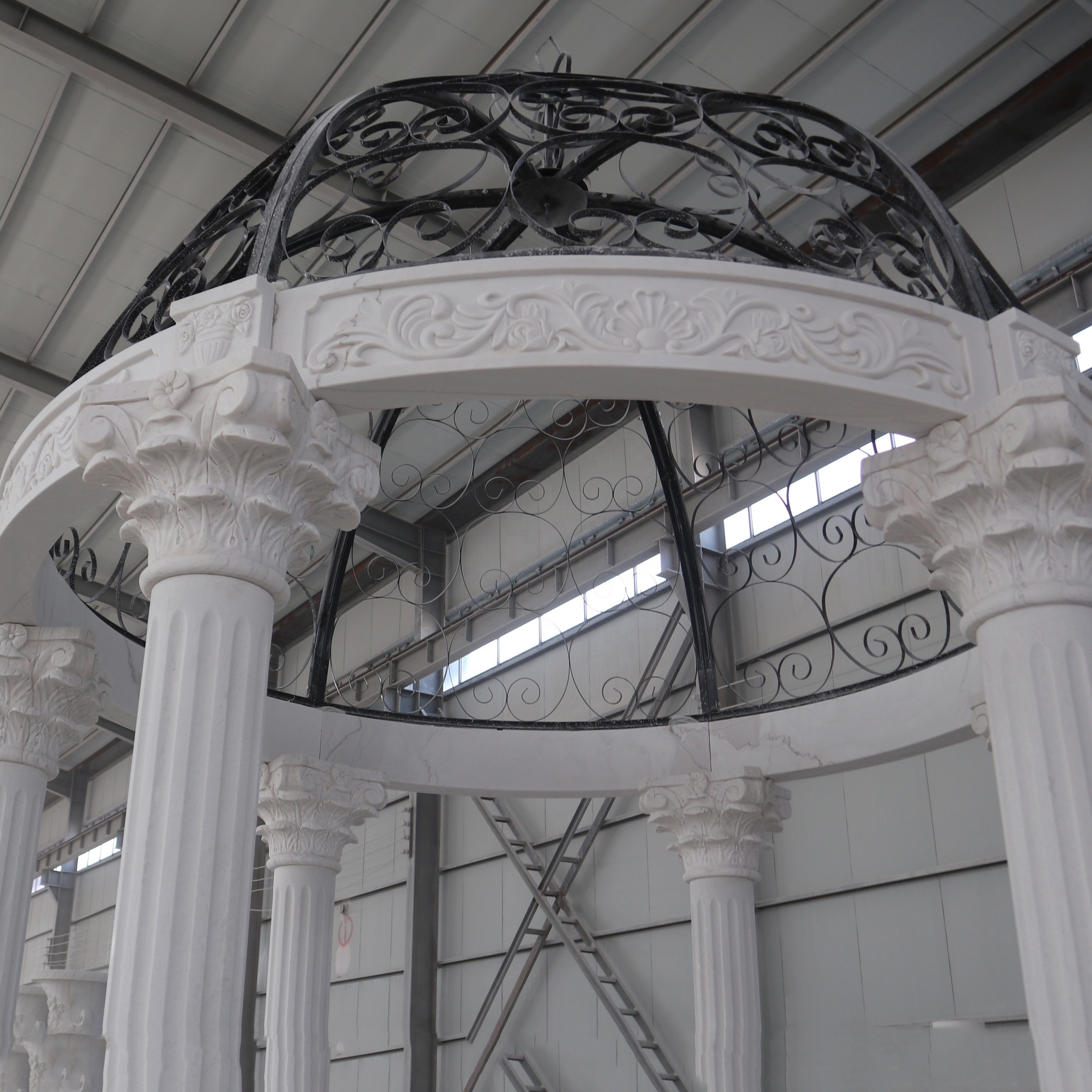 Ready for sell Garden Decorative Beautiful Outdoor Stone Marble Column Gazebo With Six Pillars