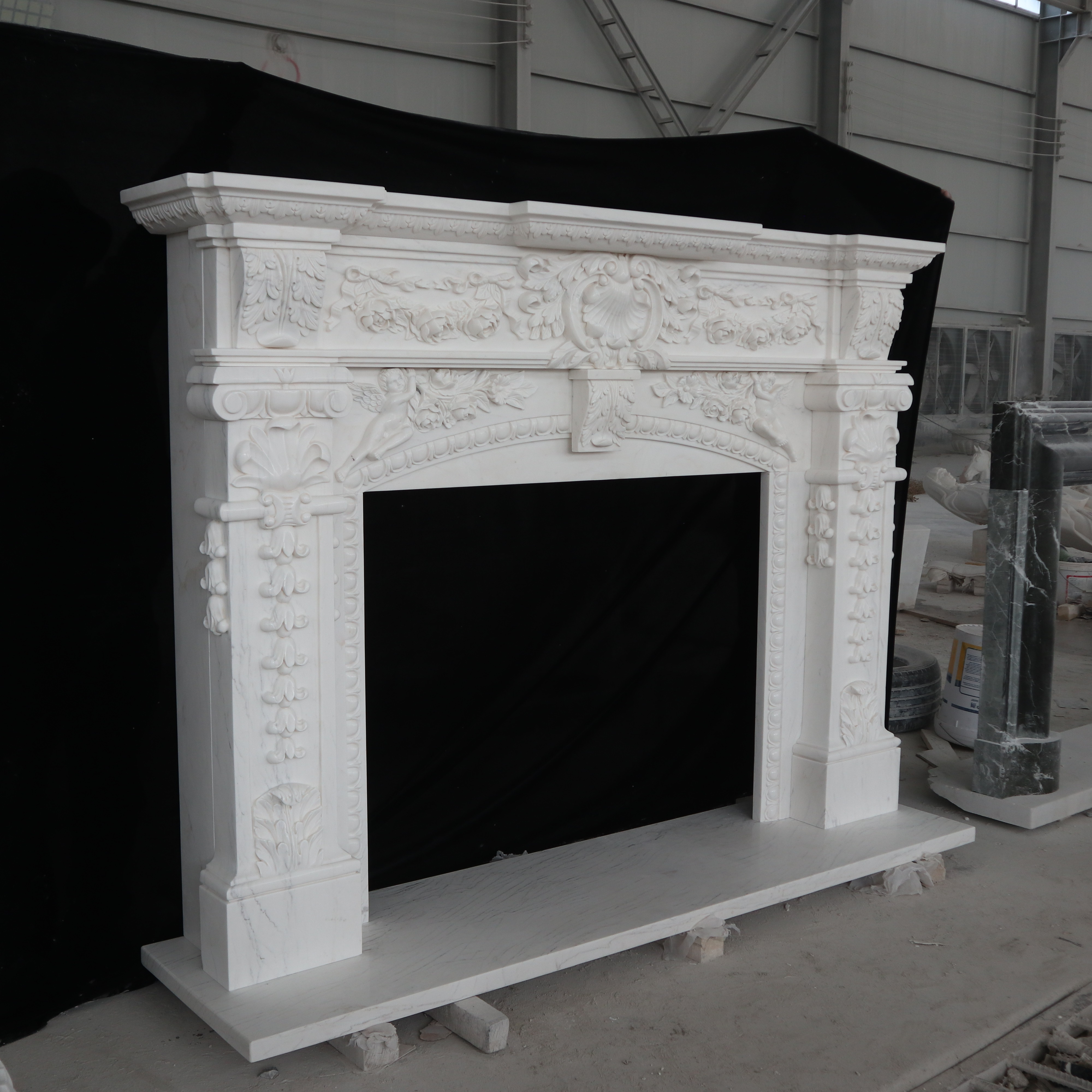 Best New Products high end modern natural Hand carved white marble fireplace mantle