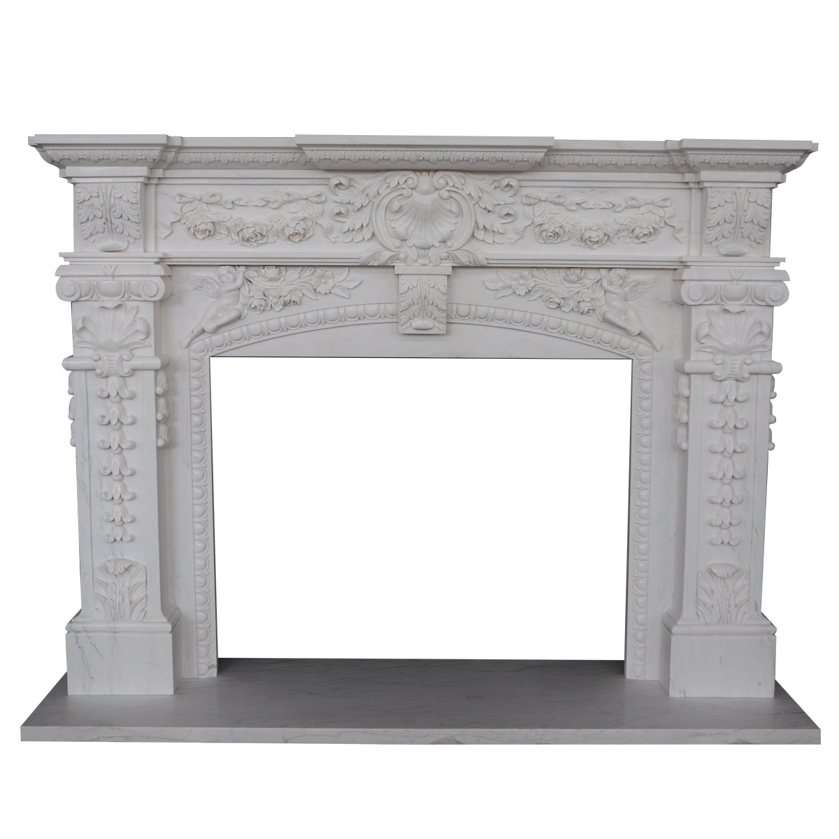 Best New Products high end modern natural Hand carved white marble fireplace mantle