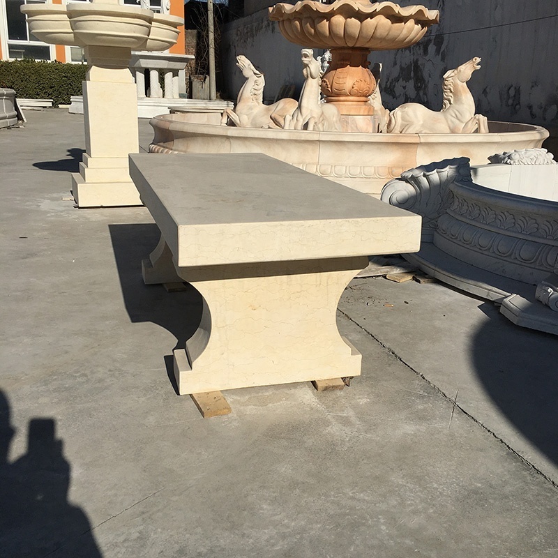 Newly produced Hand carving garden stone bench beautiful park bench high end customized beige marble bench