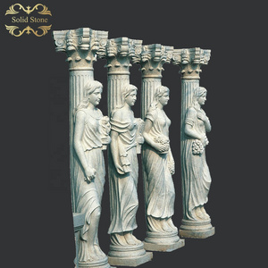 High skill hand carved classic design four seasons statue decorative granite column