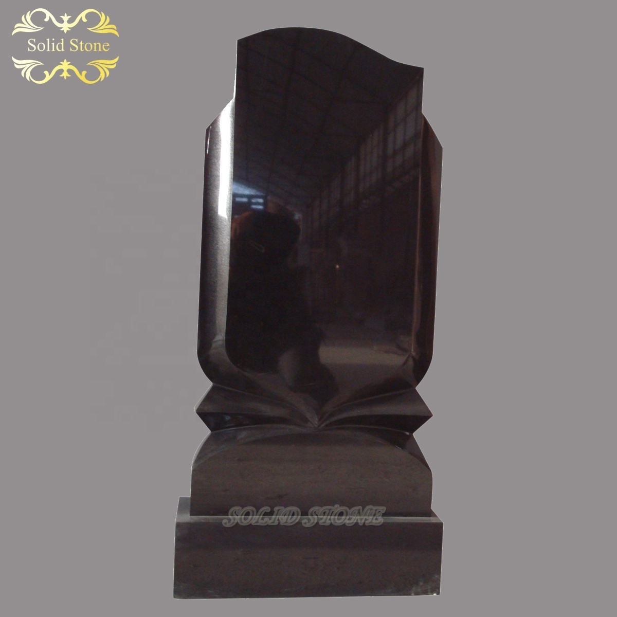 Simple design competitive price China absolute black granite headstone