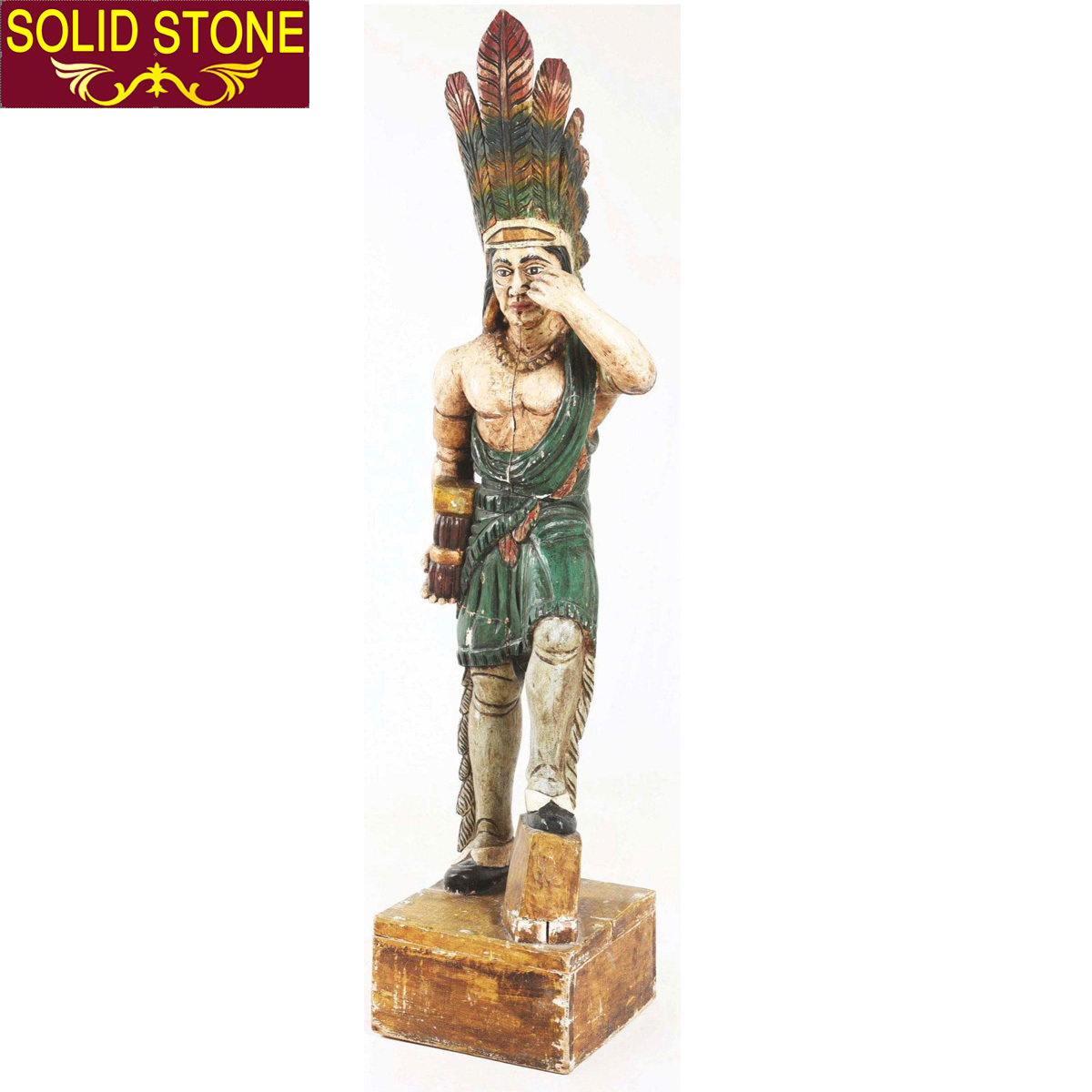 manufacturer custom Customized life size hand carved outdoor garden decorative Indians wooden statue