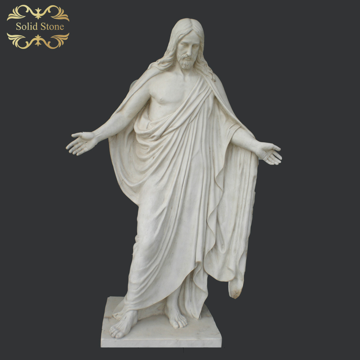 Life size hand carved white marble Jesus sculpture