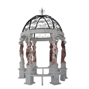 Low price sales Garden decoration Hand carved exquisite natural marble stone gazebo round