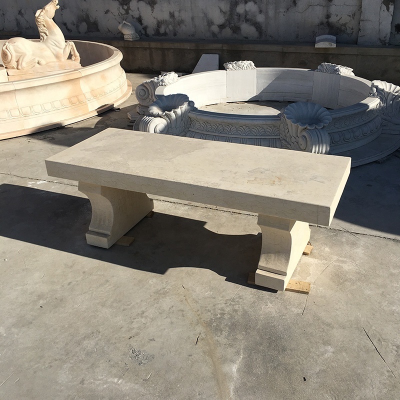 Newly produced Hand carving garden stone bench beautiful park bench high end customized beige marble bench