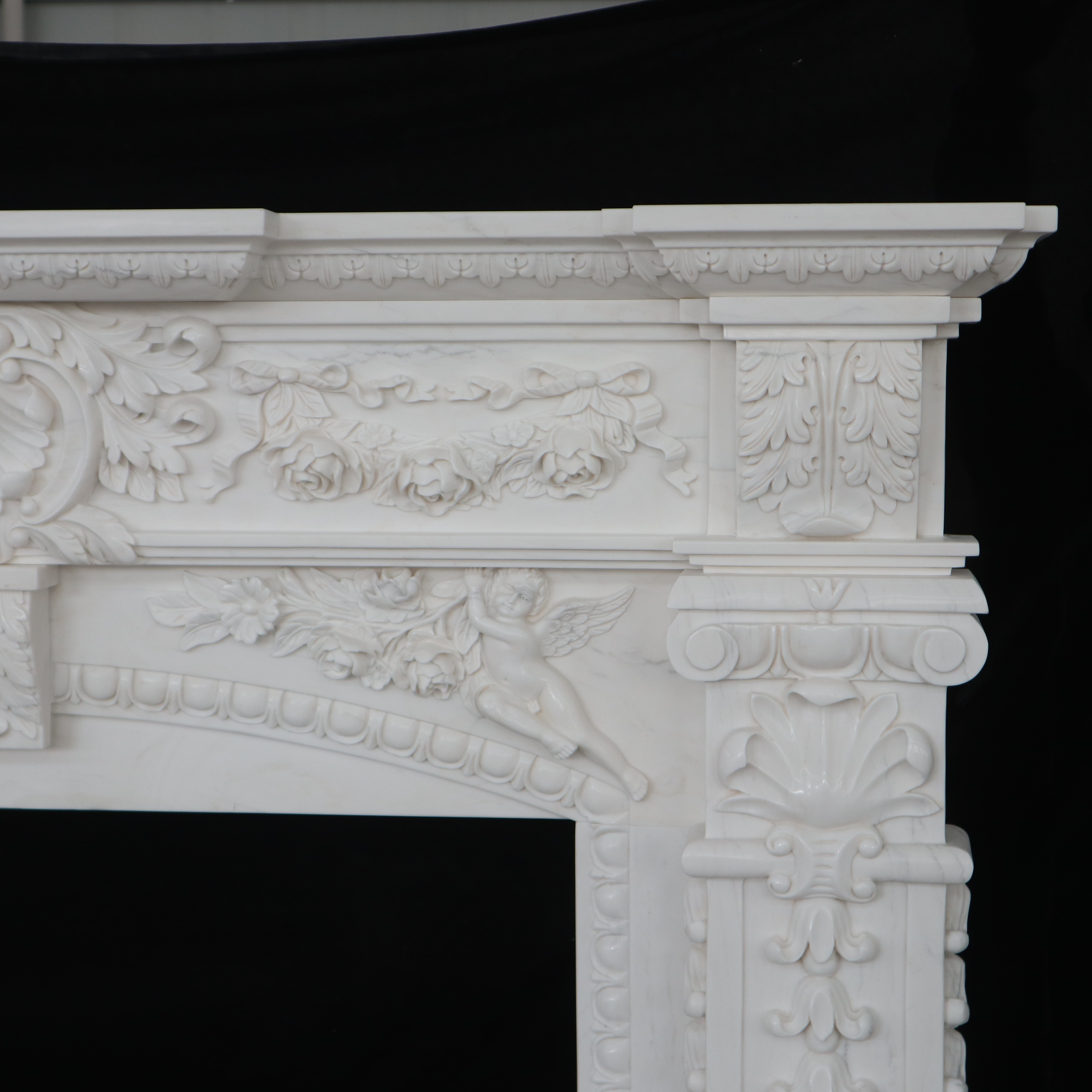 Best New Products high end modern natural Hand carved white marble fireplace mantle