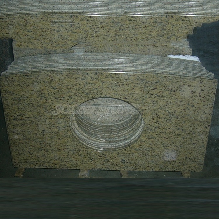 Customized high quality green granite countertop stone bathroom vanity top