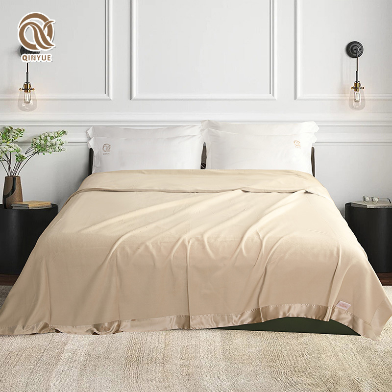 Wholesale Cooling High Quality Made Of Soft And Warm Lightweight Faux Wool Plain Bamboo King Size Bedspread Blanket