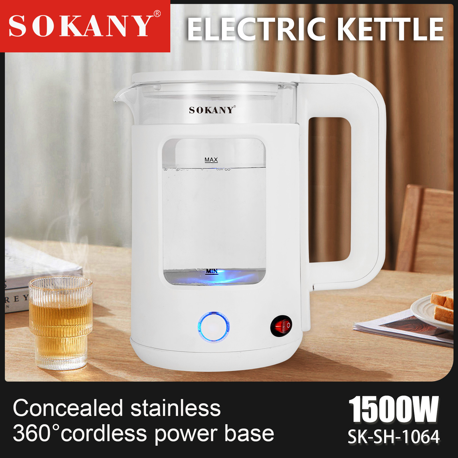 Electric Kettle 2.2 L 1500 W Retro Electric Kettle Kettle Electric stainless steel