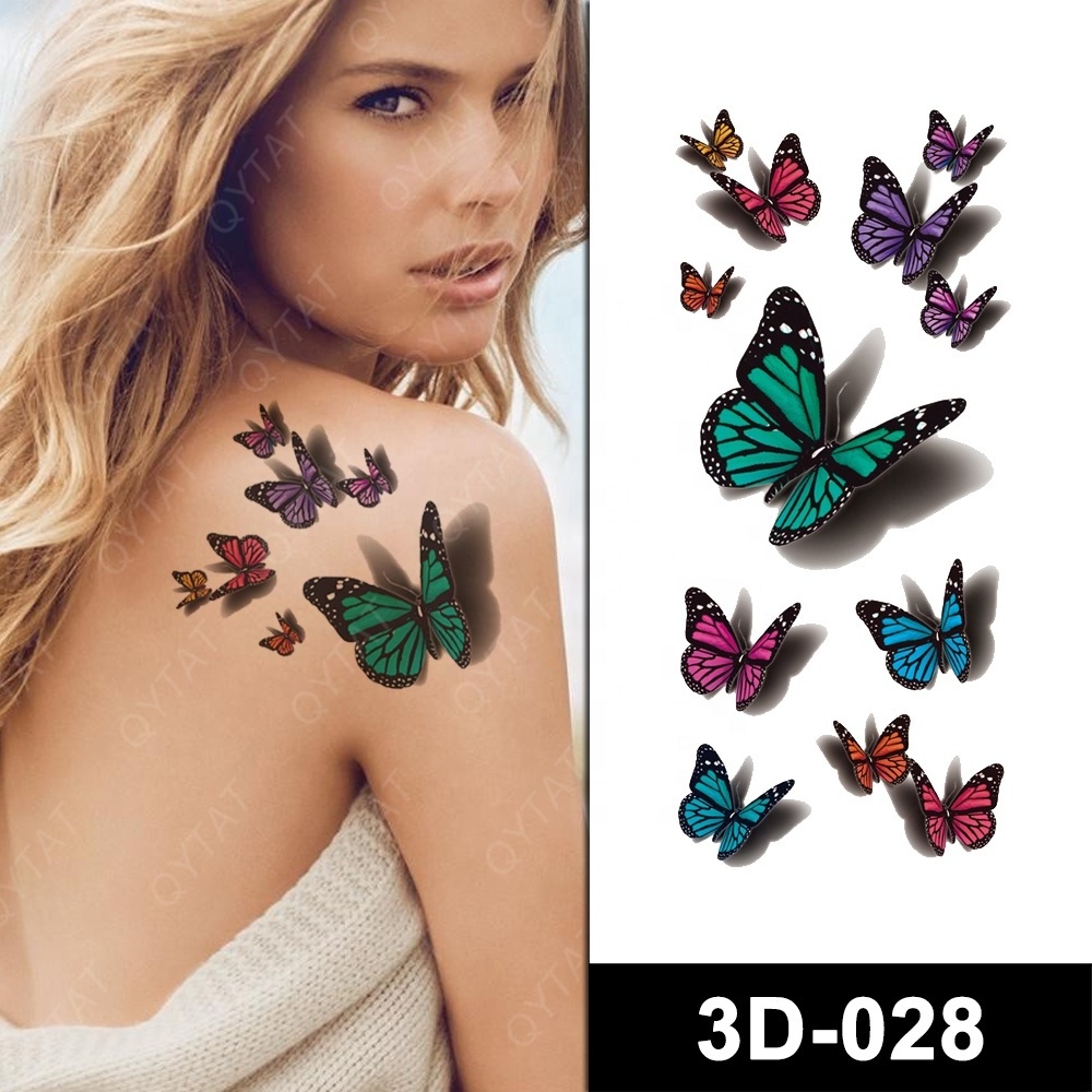 Colourful Waterproof Ink Printing 3D Butterfly Tattoo Sticker