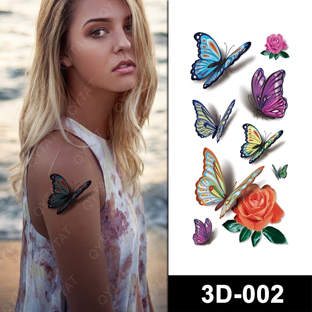 Wholesale High Quality Glamorous Body Art Various Lively Butterfly 3D Tattoo