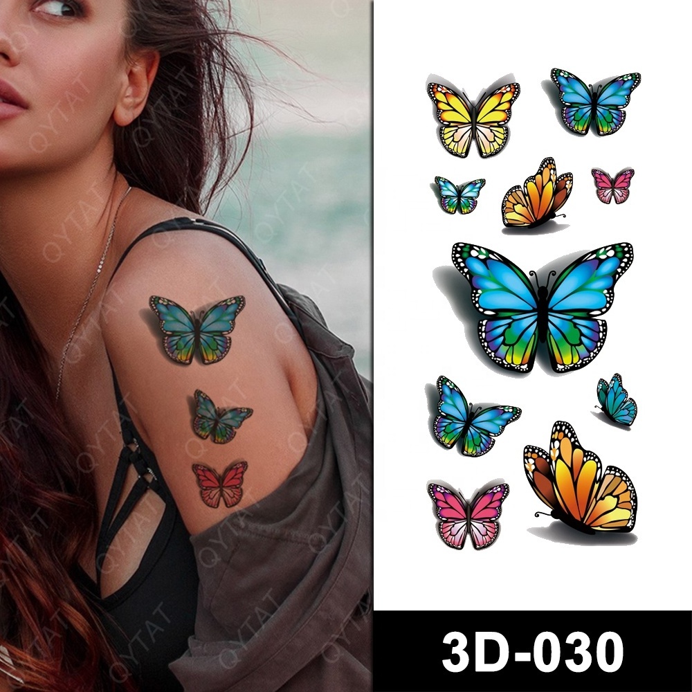 Colourful Waterproof Ink Printing 3D Butterfly Tattoo Sticker