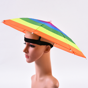 Cheap folding Custom logo printed Advertising Head hat shape umbrella, hat umbrella children