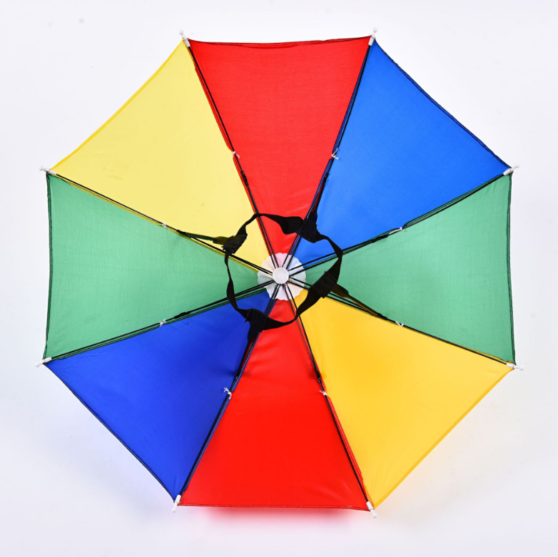 Cheap folding Custom logo printed Advertising Head hat shape umbrella, hat umbrella children