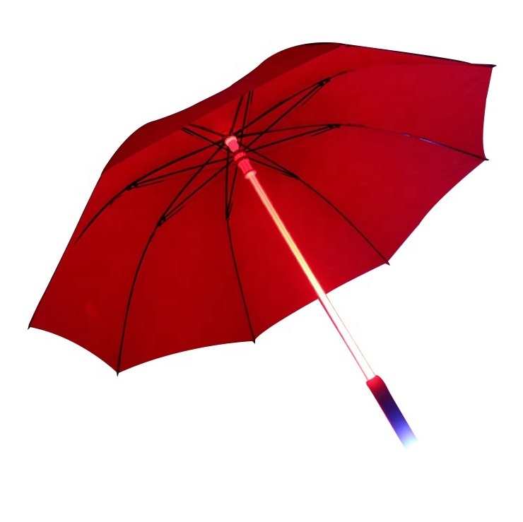 Logo Printed LED Luminous Transparent Umbrella With Flashlight Function