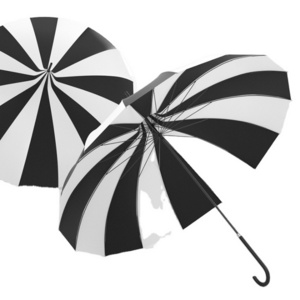 New black and white striped pagoda umbrella 16K straight stem long handle sunny and rainy creative photography wedding umbrella