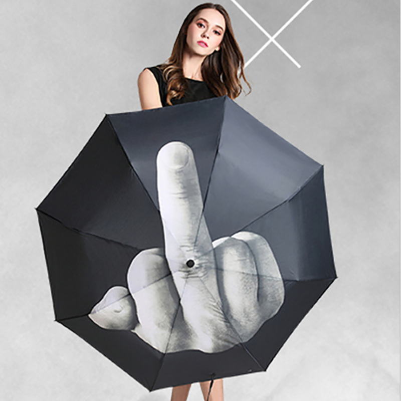 Personality creativity middle finger folding umbrella funny international gestures disdain prevention suntan umbrella