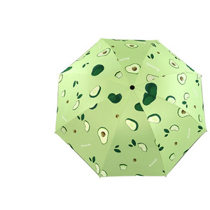 Wholesale hot sales folding sunblock umbrella 8 bone three fold fruit pattern for girls