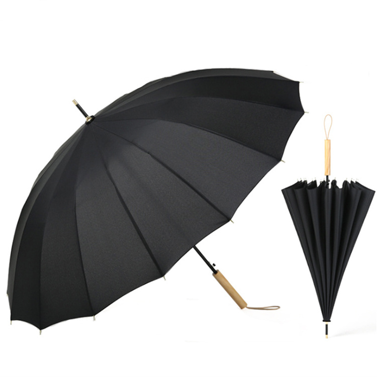 Brand New Windproof Frame Long Handle Umbrella With Wooden Handle