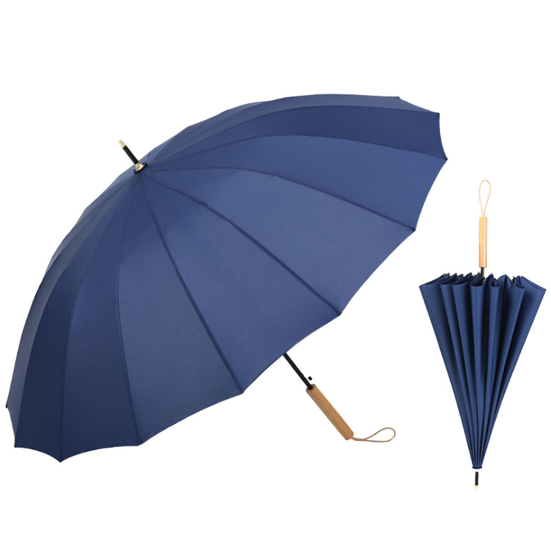 Brand New Windproof Frame Long Handle Umbrella With Wooden Handle