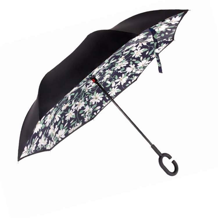 Manufacturers customisable Uv Protection C Handle Windproof Reverse Inverted Umbrella