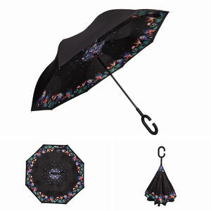 Manufacturers customisable Uv Protection C Handle Windproof Reverse Inverted Umbrella