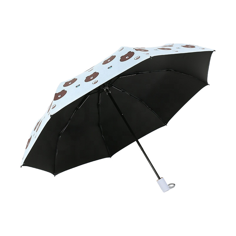 Factory Direct Sales Windproof Travel Little Bear Compact Folding Umbrella For Women Portable Travel