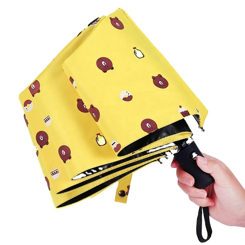 Factory Direct Sales Windproof Travel Little Bear Compact Folding Umbrella For Women Portable Travel