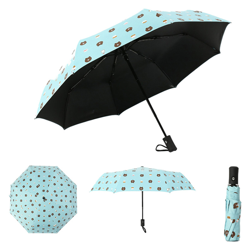 Factory Direct Sales Windproof Travel Little Bear Compact Folding Umbrella For Women Portable Travel