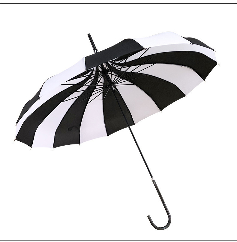 Long handle Vintage vinyl Pagoda Umbrella 16 bone Manual Sun protection UV Royal court court umbrella