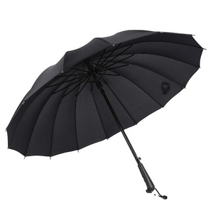 Logo Customized Automatic windproof black stick umbrella large straight umbrella