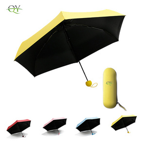 High quality pill gold color umbrella Uv Protection Small Folding Umbrella