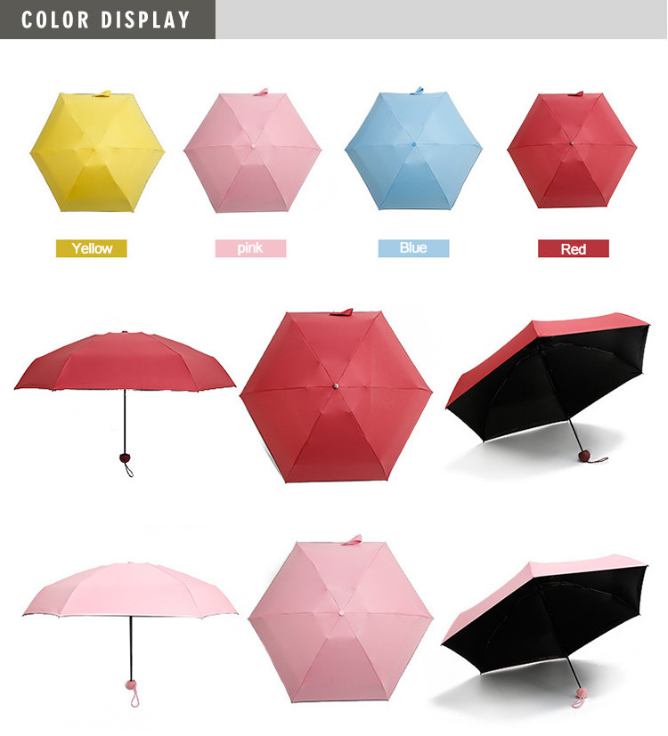 High quality pill gold color umbrella Uv Protection Small Folding Umbrella