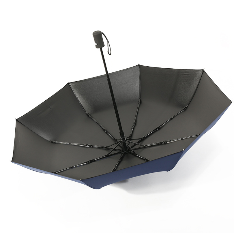 Uv Protection 8k 3 fold umbrella automatic pure color black glue inside solar umbrella