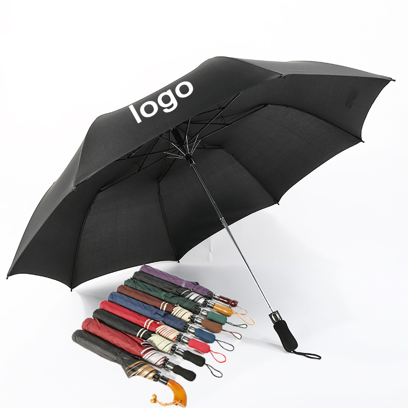 High Quality 2 Folding Golf Umbrella fashion designer sunshade custom logo compact portable rain automatic windproof umbrella