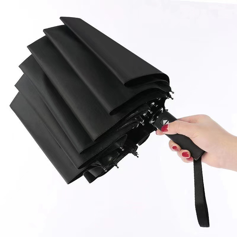 12 bone automatic umbrella vinyl large folding advertising umbrella rain and weather dual purpose business umbrella