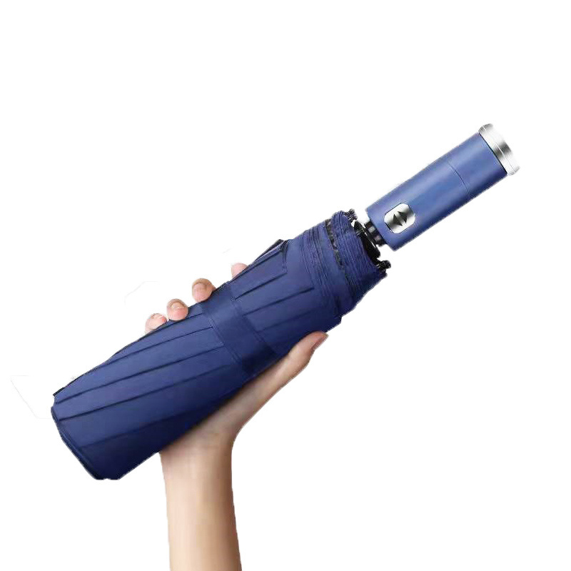 Adjustable flashlight Angle safty umbrella three fold easy to carry compact portable tiny umbrella automatic solar umbrella