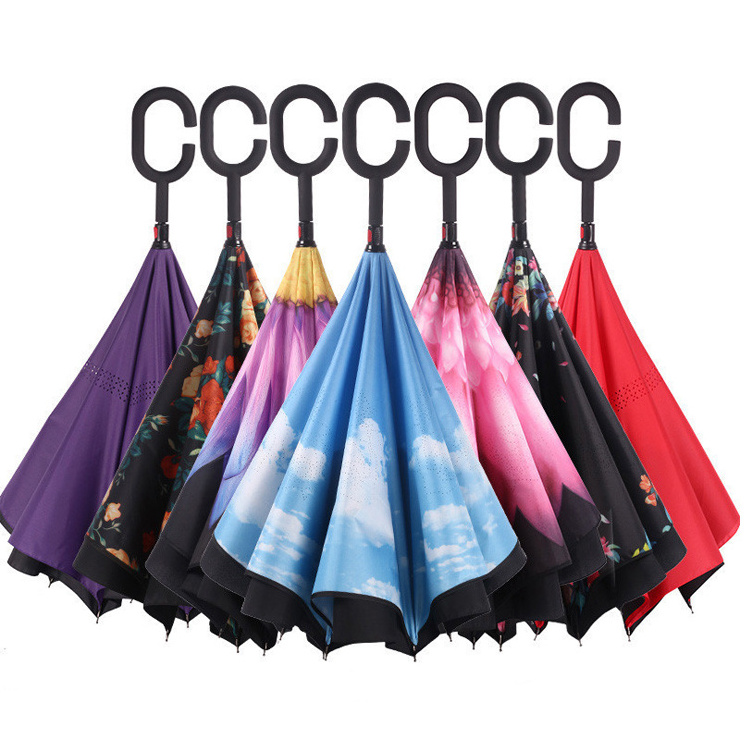 Sombrillas Straight Automatic Double Inverted Umbrella Reverse Umbrella Windproof For The Rain