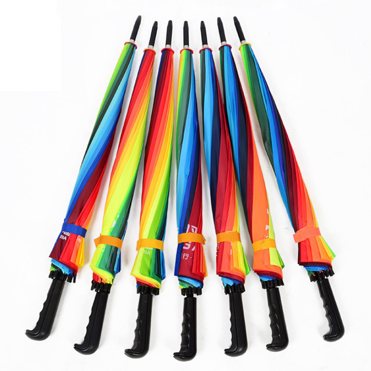 Large Rainbow Umbrella Manufacturer Adults Outdoor Big Umbrella with Custom Logo 23inch 16 ribs