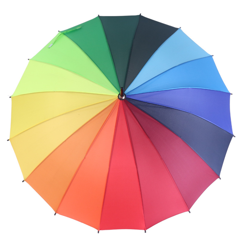 Large Rainbow Umbrella Manufacturer Adults Outdoor Big Umbrella with Custom Logo 23inch 16 ribs