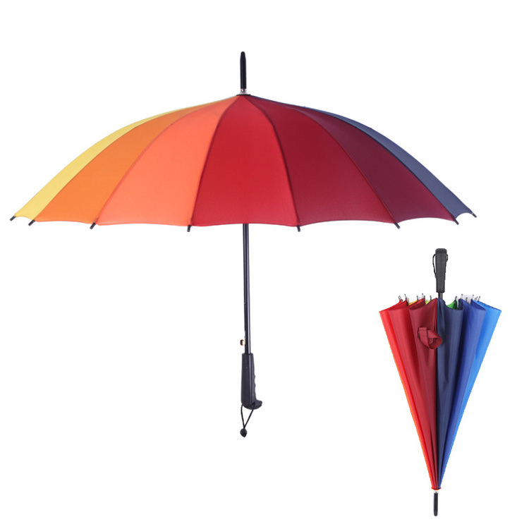 Large Rainbow Umbrella Manufacturer Adults Outdoor Big Umbrella with Custom Logo 23inch 16 ribs